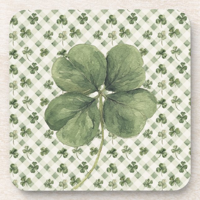  St Patrick's Day Four Leaf Clover  Coaster (Front)