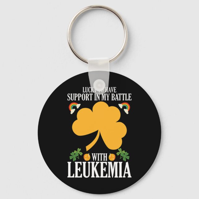 St Patricks Day Four Leaf Clover Leukaemia Awarene Key Ring (Front)