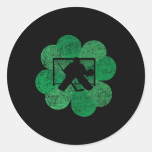 St Patricks Day Four Leaf Clover - Lucky Hockey Go Classic Round Sticker