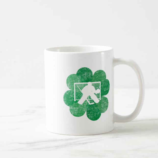 St Patricks Day Four Leaf Clover - Lucky Hockey Go Coffee Mug (Right)