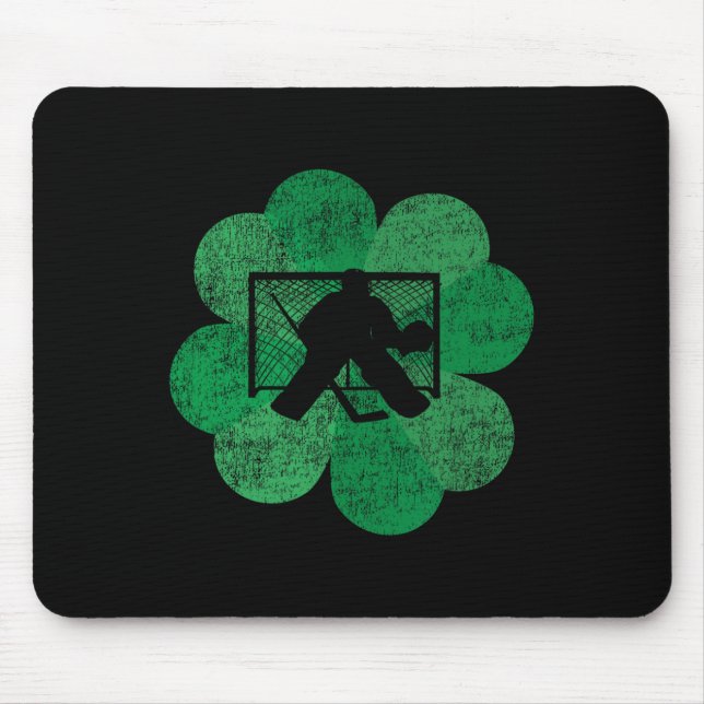 St Patricks Day Four Leaf Clover - Lucky Hockey Go Mouse Mat (Front)