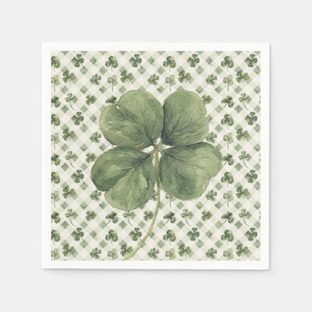  St Patrick's Day Four Leaf Clover  Napkin (Front)