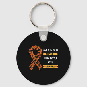 St Patricks Day Four Leaf Clover Orange Leukaemia Key Ring