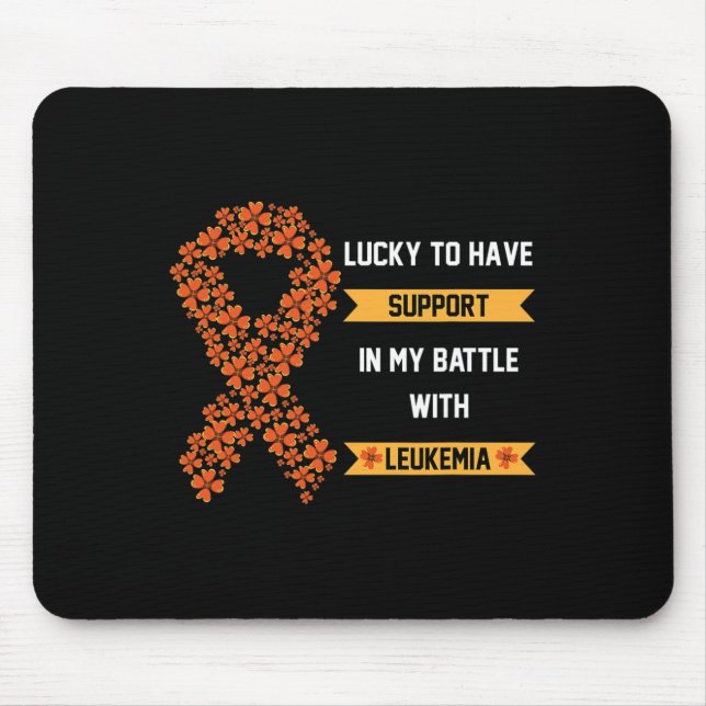 St Patricks Day Four Leaf Clover Orange Leukaemia  Mouse Mat (Front)