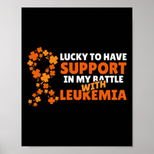 St Patricks Day Four Leaf Clover Orange Leukaemia Poster