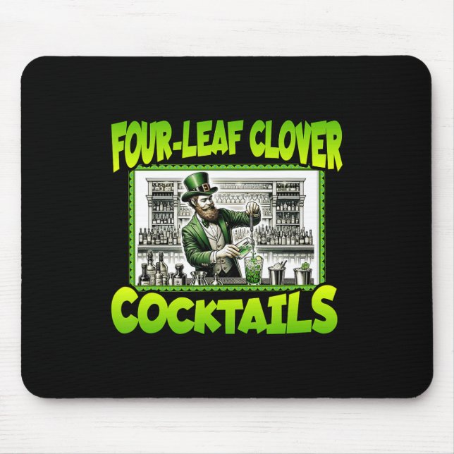 St Patricks Day Four Leaf Clover Tails St Paddys D Mouse Mat (Front)
