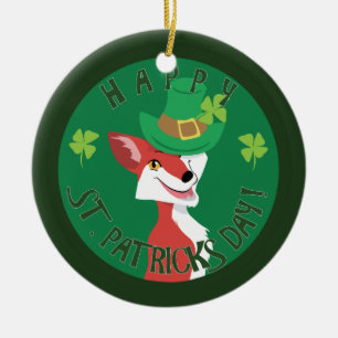 St. Patrick's Day Fox Ceramic Tree Decoration