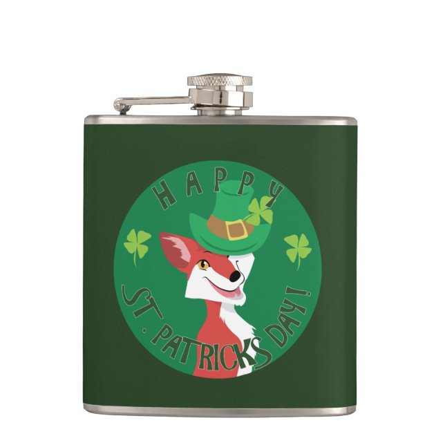 St. Patrick's Day Fox Hip Flask (Front)