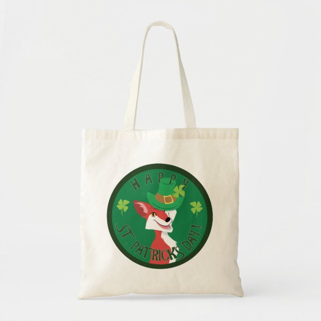 St. Patrick's Day Fox Tote Bag (Front)