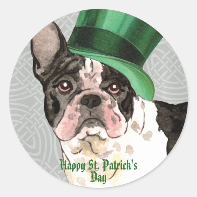 St. Patrick's Day French Bulldog Classic Round Sti Sticker (Front)