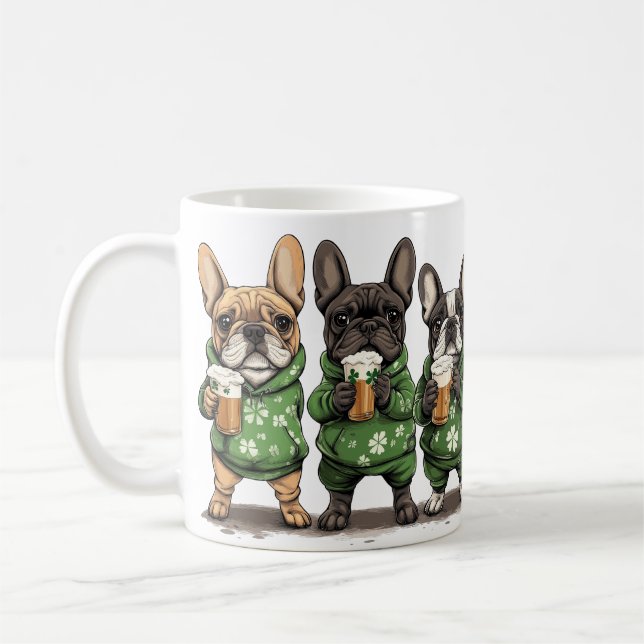 St. Patrick's Day French Bulldogs Coffee Mug (Left)