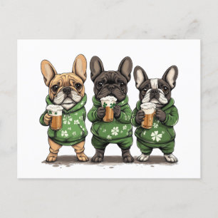 St. Patrick's Day French Bulldogs Holiday Postcard