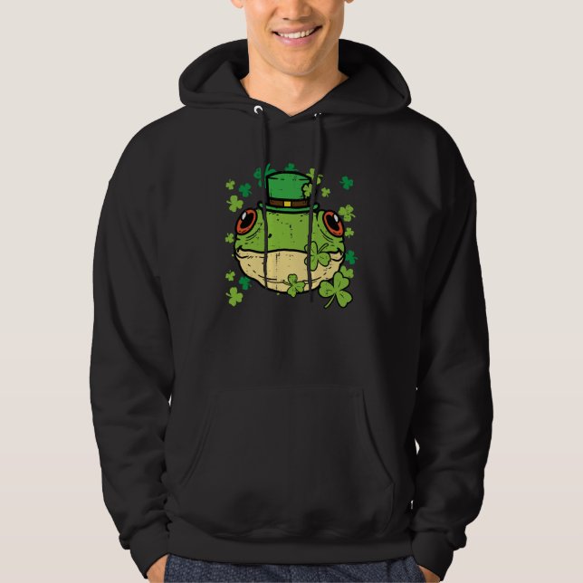 St Patricks Day Frog Face Saint Pattys Paddys Men  Hoodie (Front)