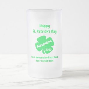 St Patrick's Day Frosted Glass Beer Mug