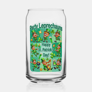 St. Patrick's Day Fun Adorable "Party Leprechauns" Can Glass
