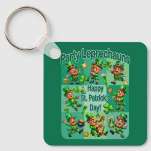 St. Patrick's Day Fun Adorable "Party Leprechauns" Key Ring