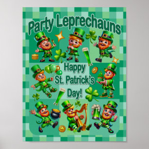 St. Patrick's Day Fun Adorable "Party Leprechauns" Poster