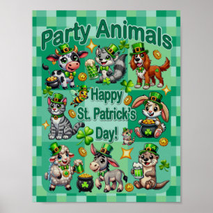 St. Patrick's Day Fun and Adorable "Party Animals" Poster