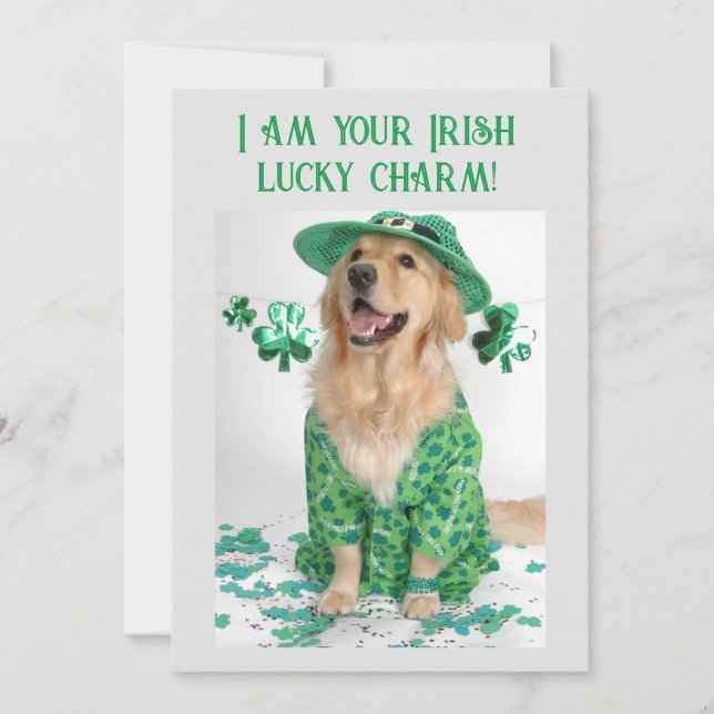 St. Patrick's Day Funny Customisable Dog card (Front)