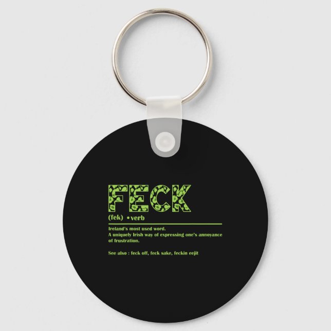St Patricks Day Funny Irish Feck Definition For Wo Key Ring (Front)