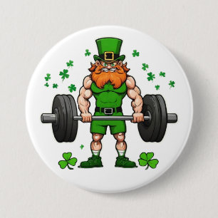 St. Patrick's Day Funny Leprechaun Barbell Gym 7.5 Cm Round Badge