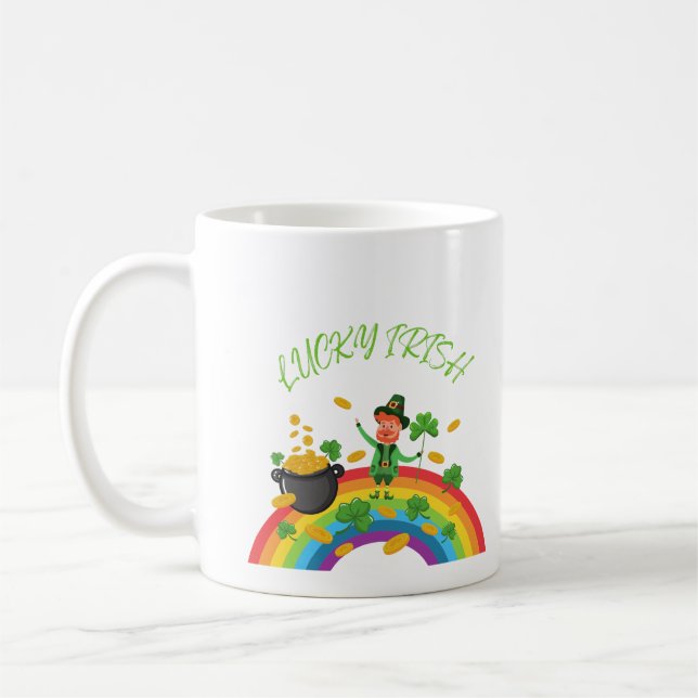St. Patricks Day -Funny Lucky Irish Leprechaun     Coffee Mug (Left)