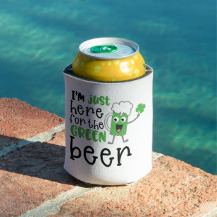St. Patrick's Day Funny Text Green Beer Can Cooler