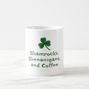 St. Patrick's Day, Funny Text Shamrock, Shenanigan Coffee Mug