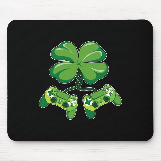 St. Patrick's Day Gamer Funny Video Game Controlle Mouse Mat (Front)