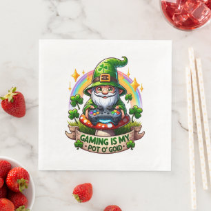 St. Patrick's Day Gamer Gnome Napkin