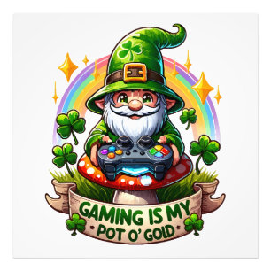St. Patrick's Day Gamer Gnome Photo Print