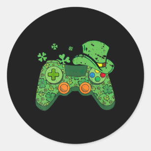 St Patricks Day Gamer  Irish Game Controller Gamin Classic Round Sticker