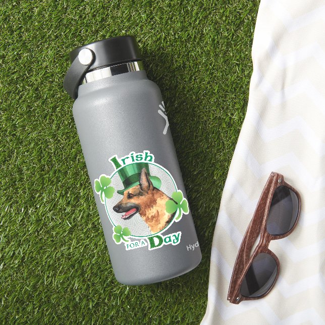 St. Patrick's Day German Shepherd Vinyl Sticker (HydroFlask Insitu)