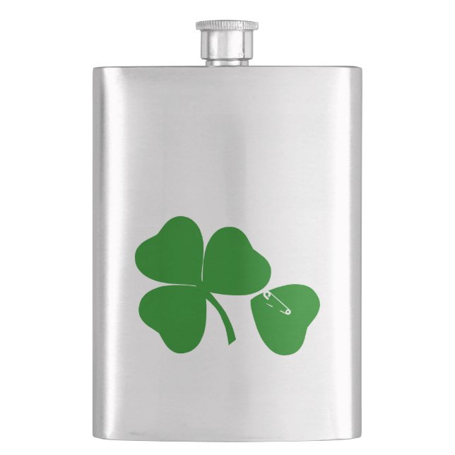 St Patrick's Day - Get Lucky 3+1 = 4 Hip Flask (Front)