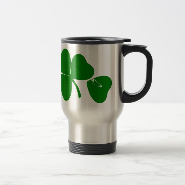 St Patrick's Day - Get Lucky 3 + 1 leaves = 4 Travel Mug (Right)