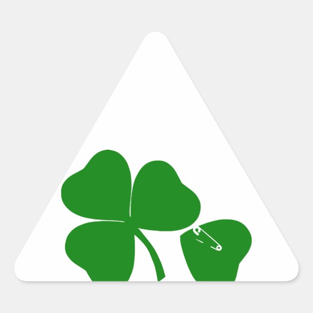 St Patrick's Day - Get Lucky 3 + 1 leaves = 4 Triangle Sticker (Front)