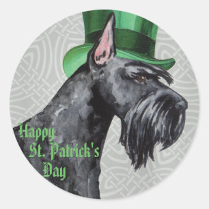 St. Patrick's Day Giant Schnauzer Classic Round Sticker