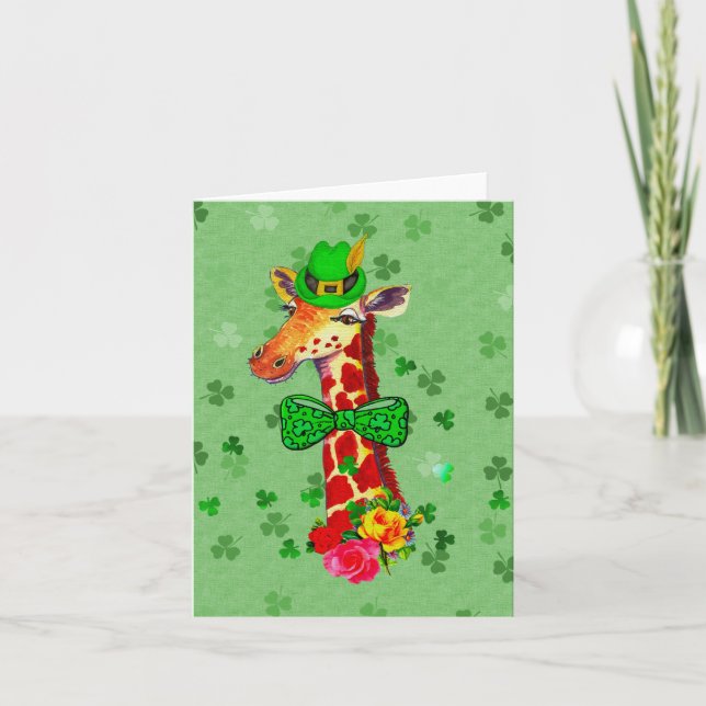 St. Patrick's Day Giraffe Card (Front)
