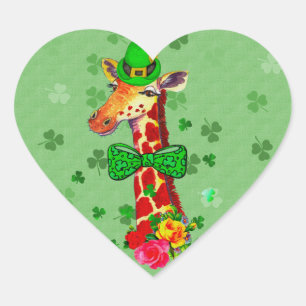 St. Patrick's Day Giraffe Heart Sticker