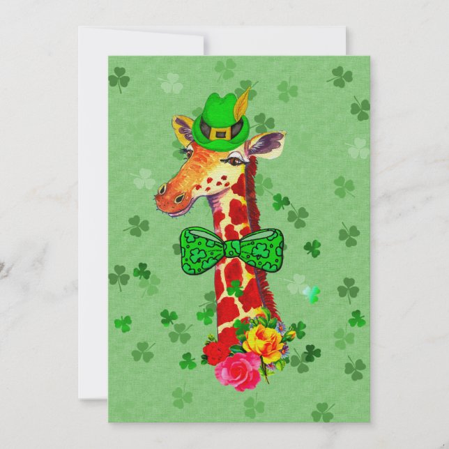 St. Patrick's Day Giraffe Invitation (Front)