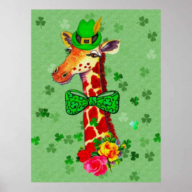 St. Patrick's Day Giraffe Poster (Front)