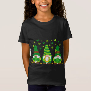 St. Patrick's Day Girl Gnomes With Bows and Clover T-Shirt