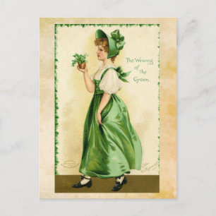 St. Patrick's Day Girl in Green Postcard