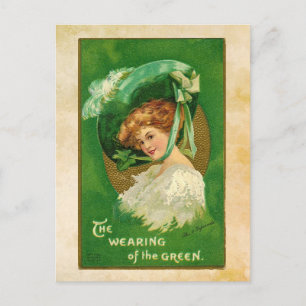 St. Patrick's Day Girl in Hat Postcard