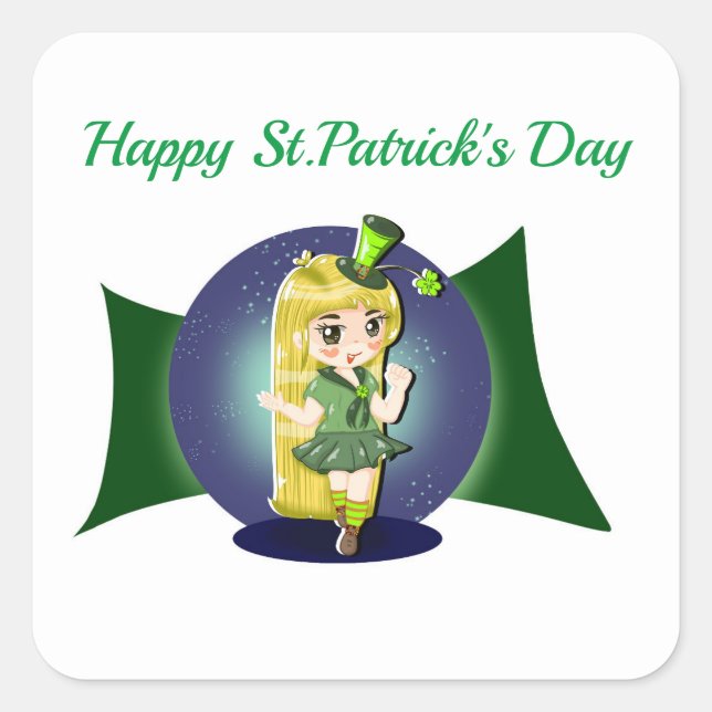 St. Patrick's Day Girl Sticker (Front)