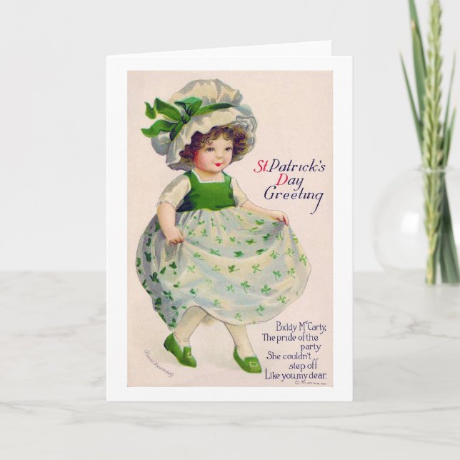 St. Patrick's Day Girl, Vintage Card (Front)