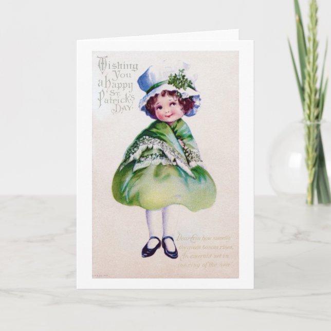 St. Patrick's Day Girl, Vintage Card (Front)