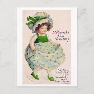 St. Patrick's Day Girl, Vintage Postcard