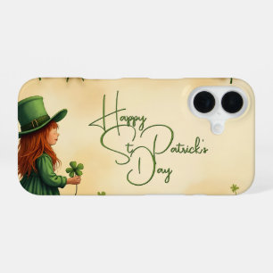 St. Patrick's Day Girl with Shamrocks iPhone 16 Case