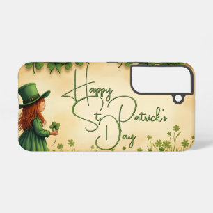 St. Patrick's Day Girl with Shamrocks Samsung Galaxy Case